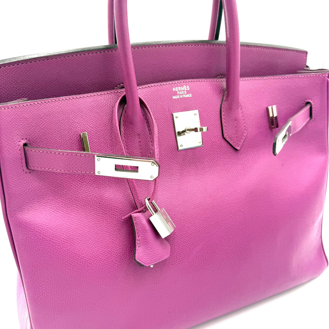 Birkin 35 Cyclamen Courcheval Leather with Palladium Hardware