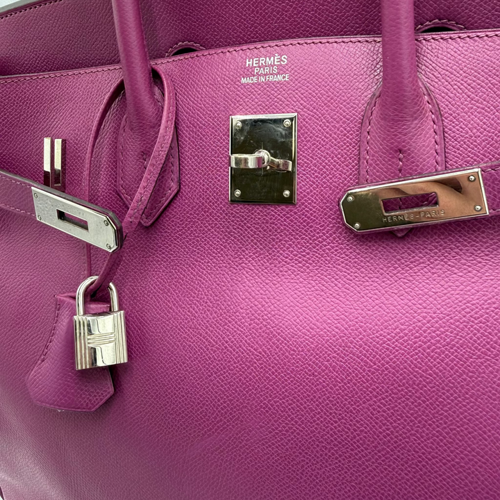Birkin 35 Cyclamen Courcheval Leather with Palladium Hardware