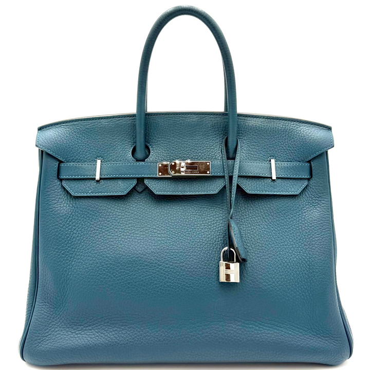 Birkin 35 Clemence Leather in Colvert With Palladium Hardware