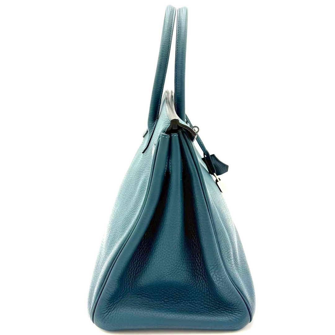 Birkin 35 Clemence Leather in Colvert With Palladium Hardware