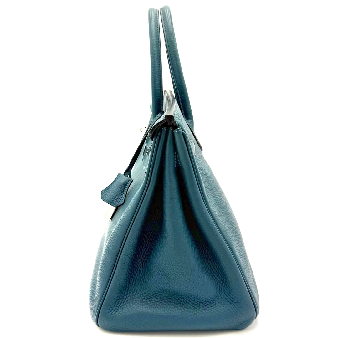 Birkin 35 Clemence Leather in Colvert With Palladium Hardware