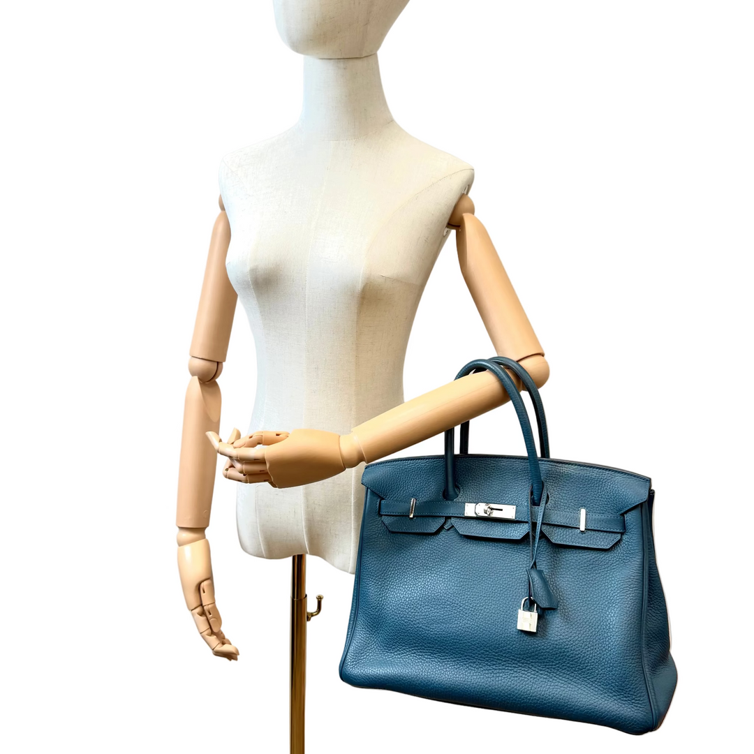 Birkin 35 Clemence Leather in Colvert With Palladium Hardware