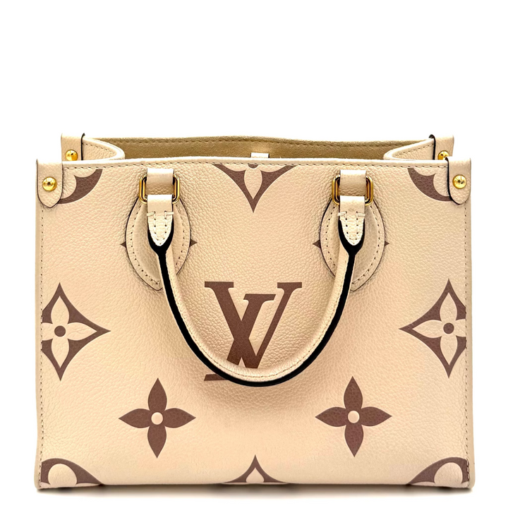 Monogram Empreinte Leather On The Go PM Bi-Colour in Creme/Bois De Rose