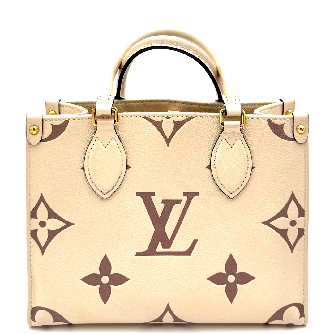 Monogram Empreinte Leather On The Go PM Bi-Colour in Creme/Bois De Rose