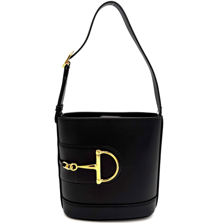 73 Bucket In Black Leather