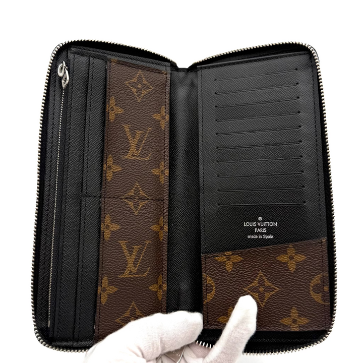 Vertical Zippy Monogram Macassar Canvas Wallet