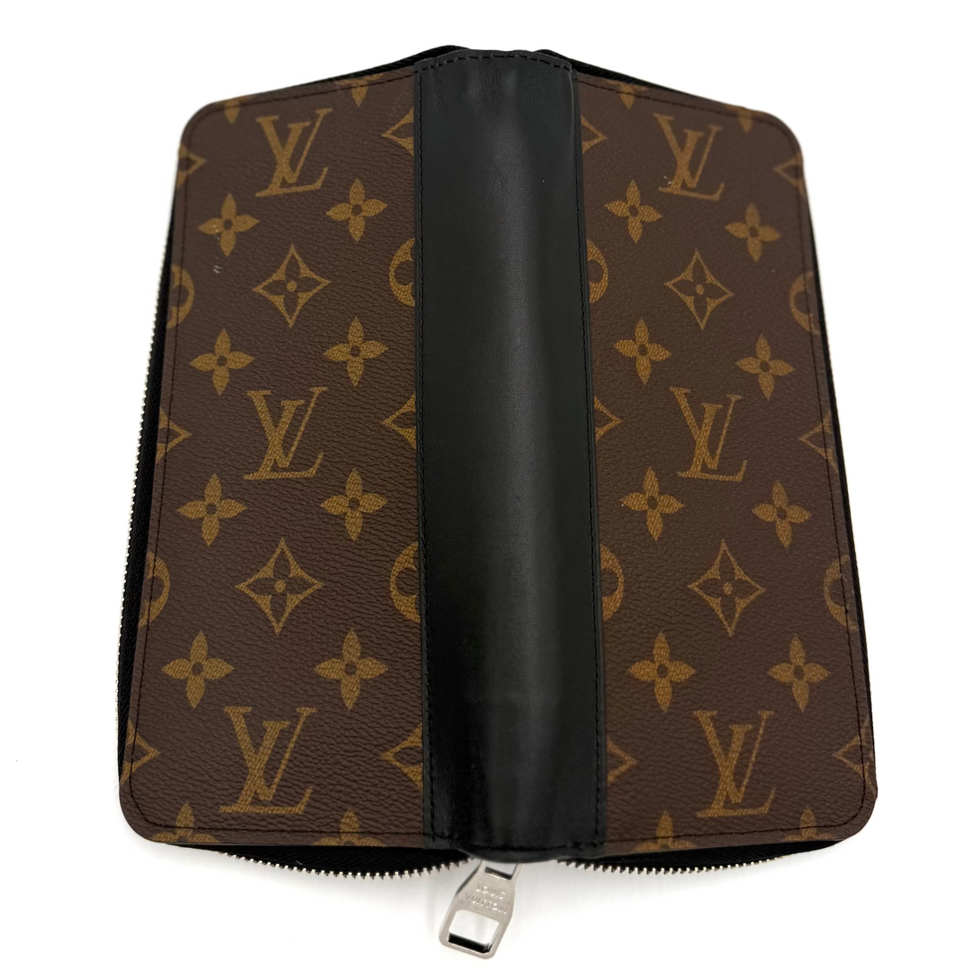 Vertical Zippy Monogram Macassar Canvas Wallet