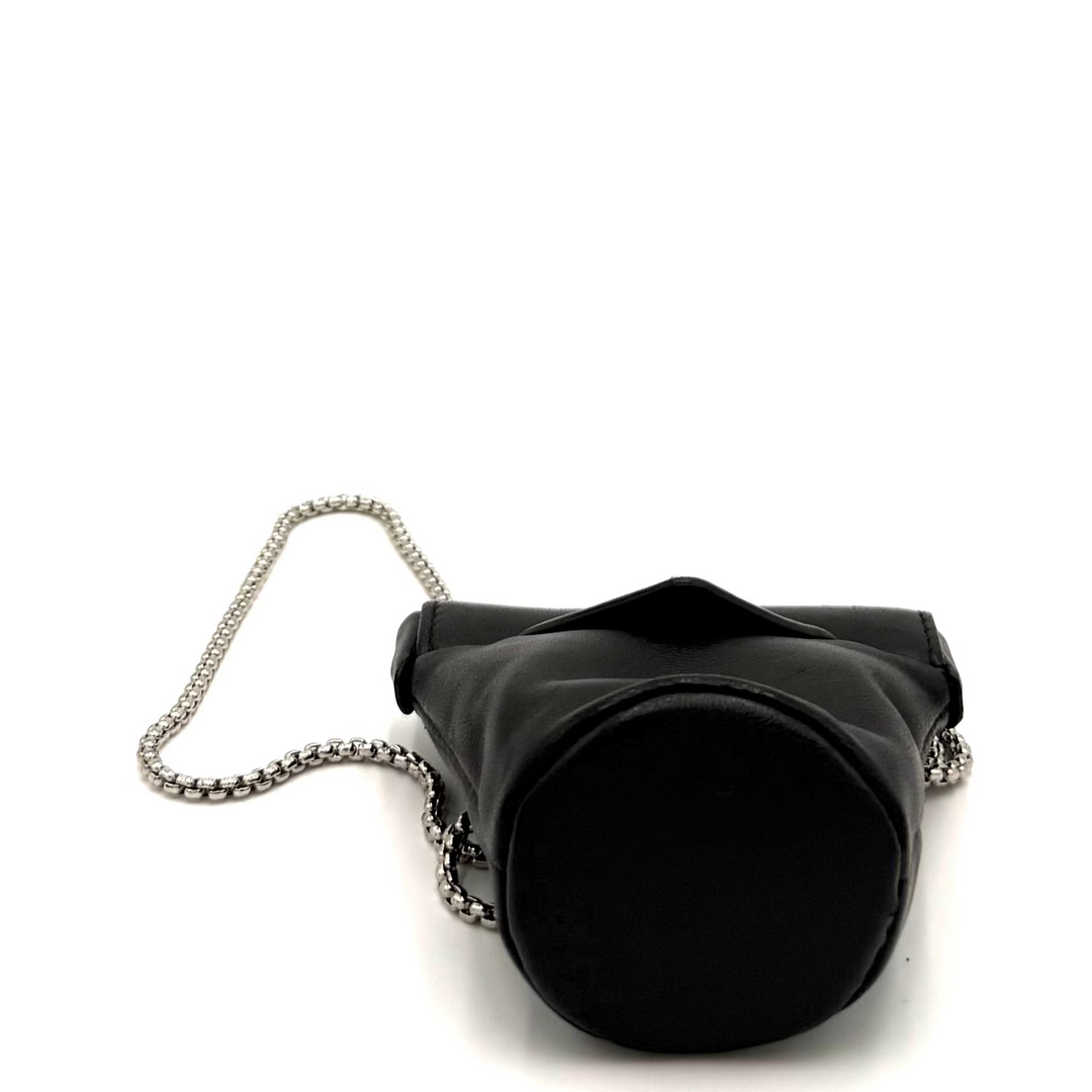Metal Triangle Logo Nappa Leather Mini Bucket Bag