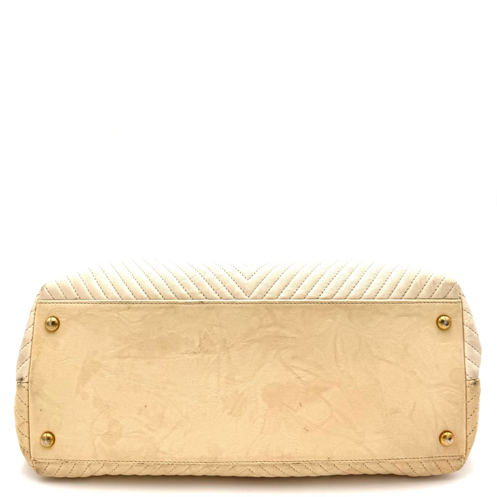 Chevron Two Tone Leather Shopper