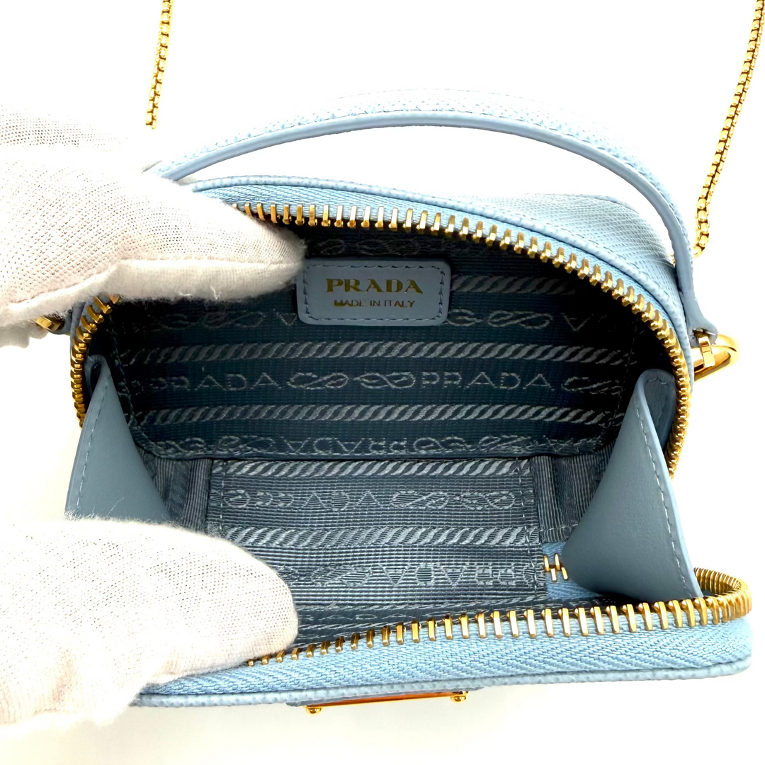 Mini Zipped Saffiano Leather Crossbody Bag