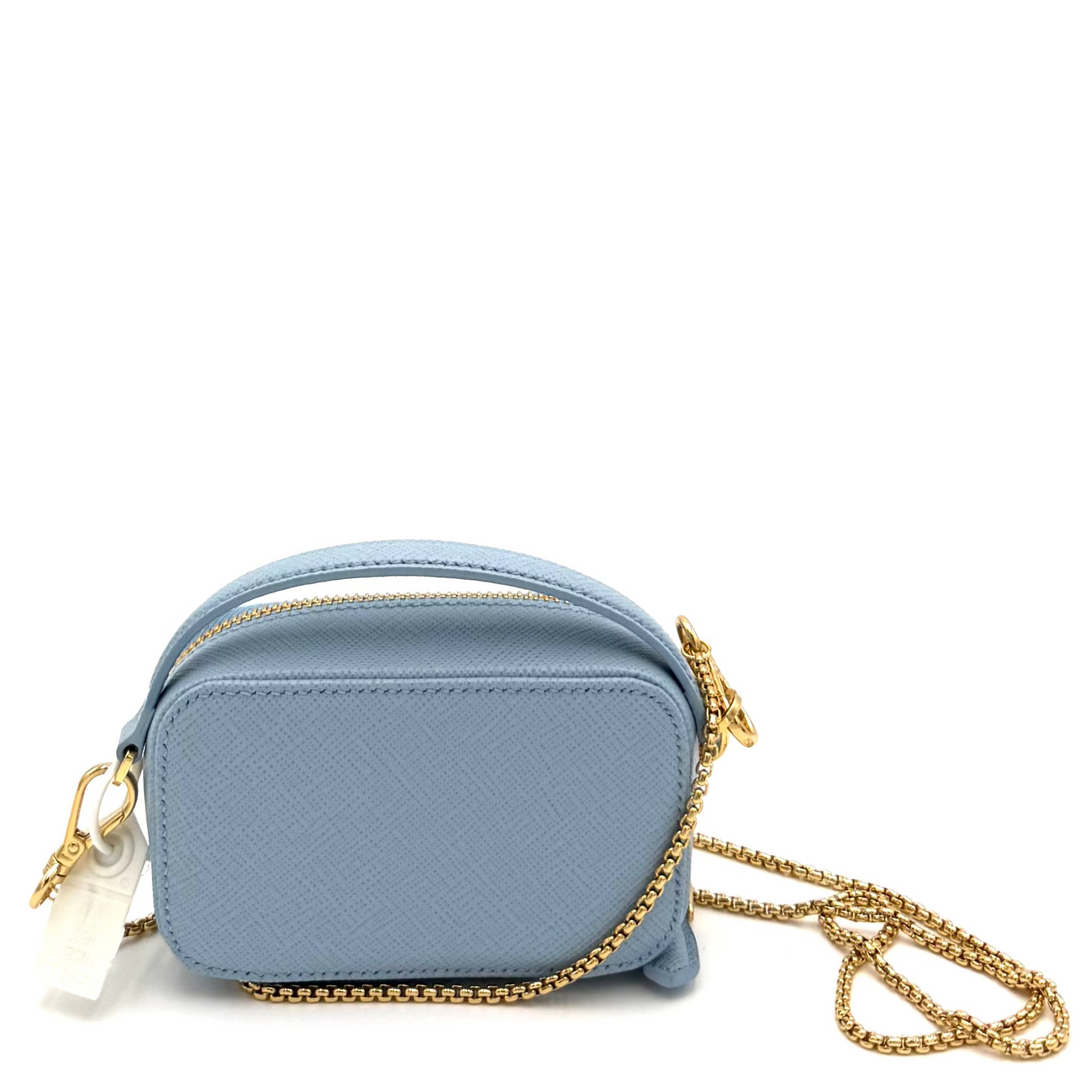 Mini Zipped Saffiano Leather Crossbody Bag
