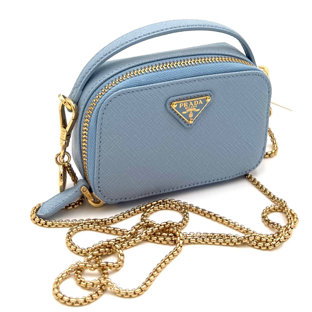 Mini Zipped Saffiano Leather Crossbody Bag