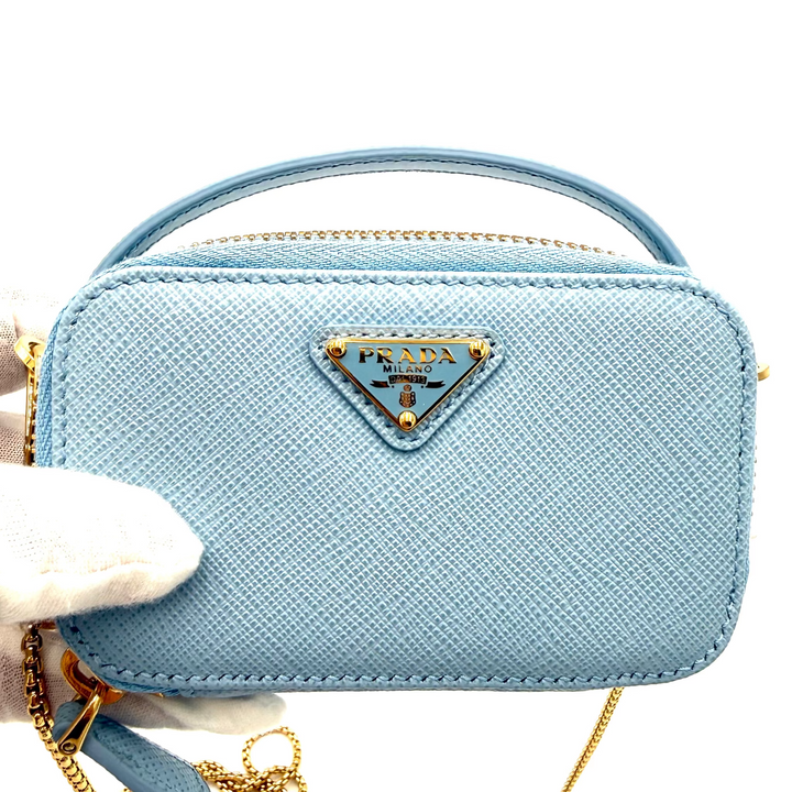 Mini Zipped Saffiano Leather Crossbody Bag