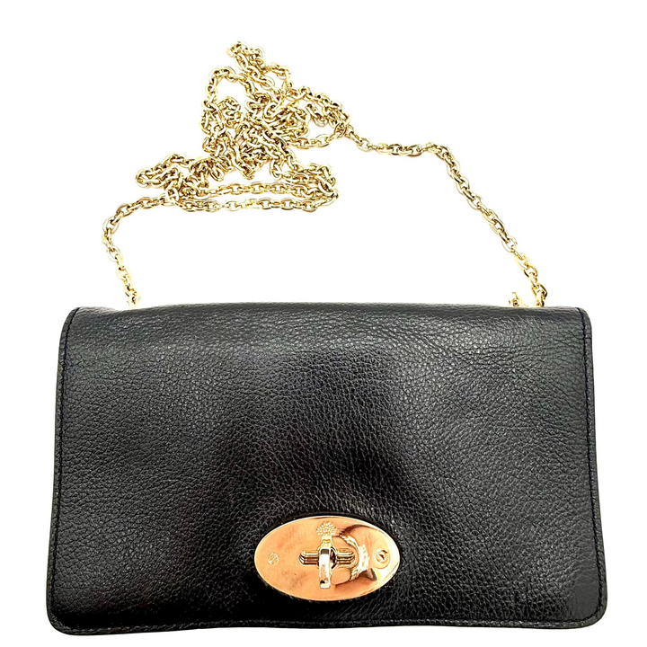 Black Leather Minaudière With Chain Strap