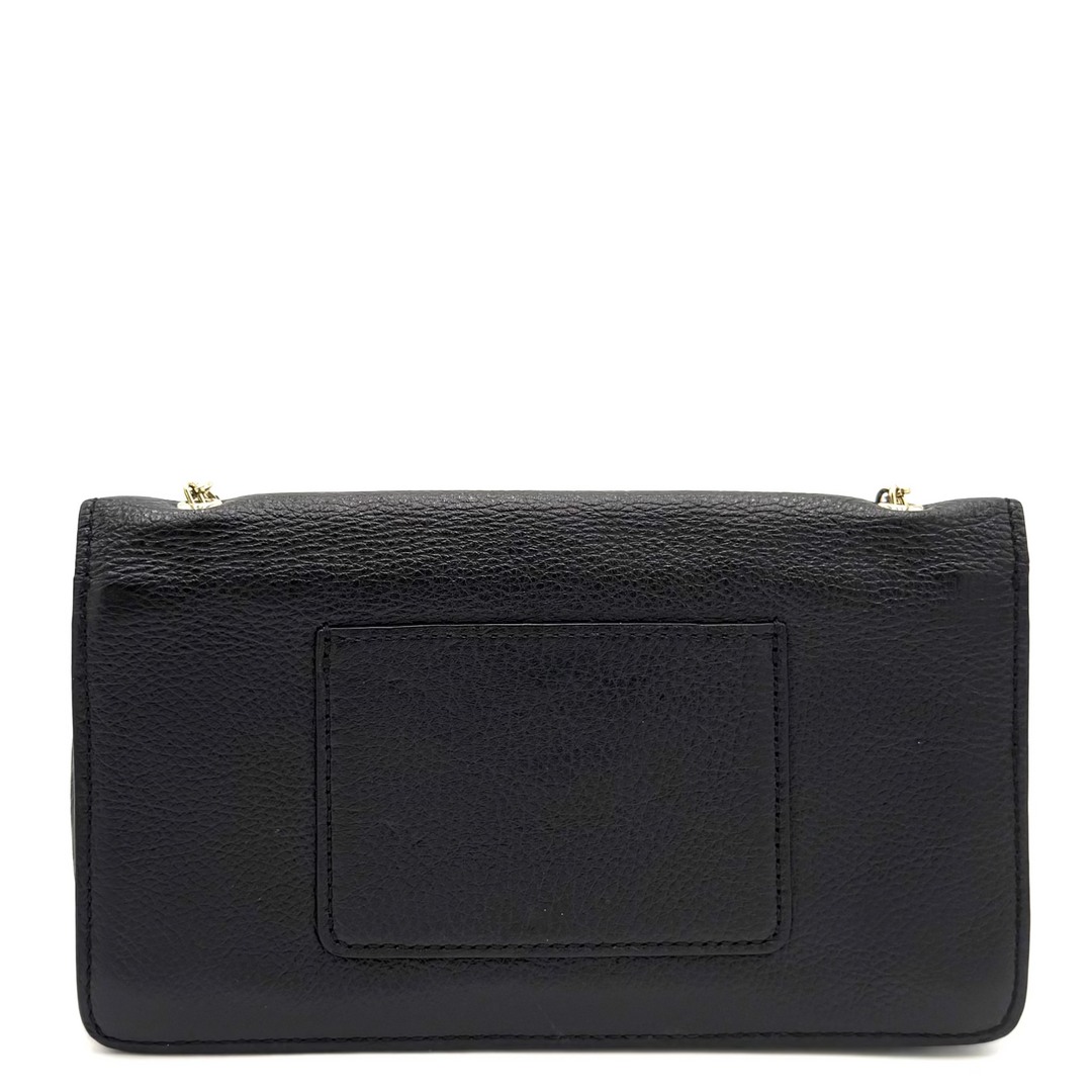 Black Leather Minaudière With Chain Strap
