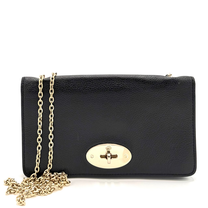 Black Leather Minaudière With Chain Strap
