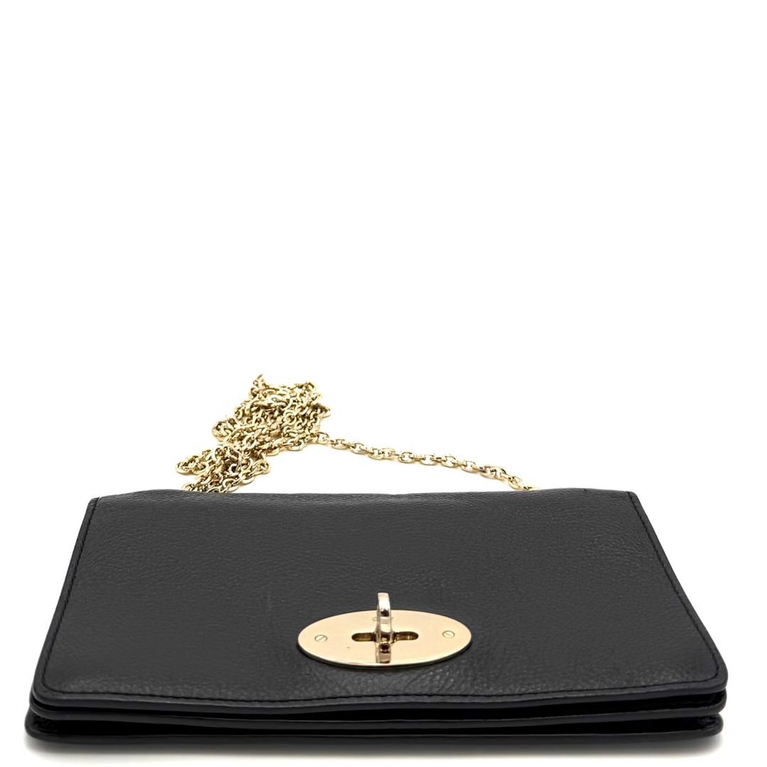 Black Leather Minaudière With Chain Strap
