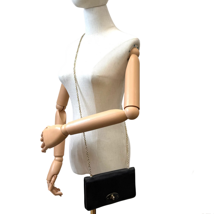 Black Leather Minaudière With Chain Strap