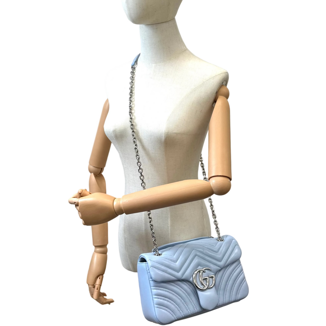 GG Marmont Pastel Blue Medium Shoulder Bag
