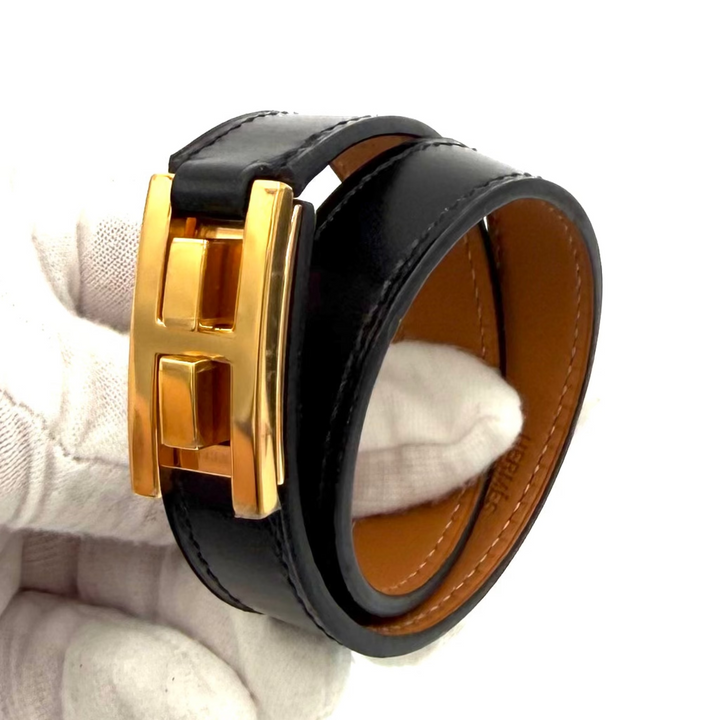 Leather Drag Double Tour Wrap Bracelet