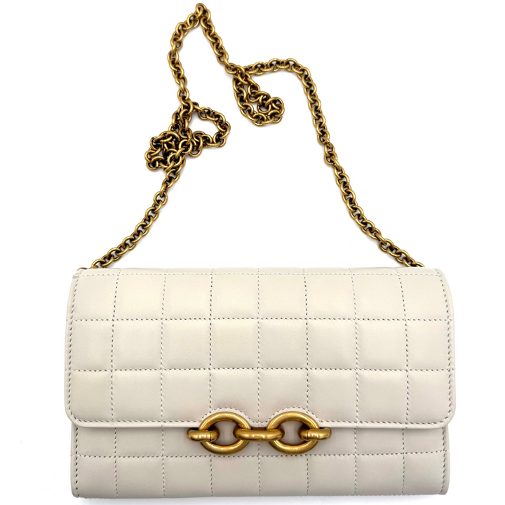 Le Maillon Chocolate Bar Wallet on Chain In Ivory Leather