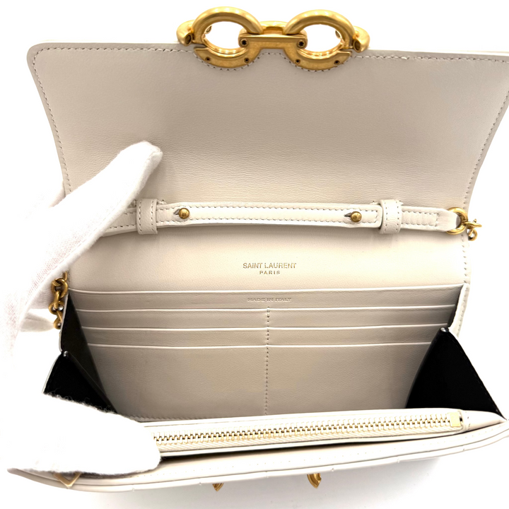 Le Maillon Chocolate Bar Wallet on Chain In Ivory Leather