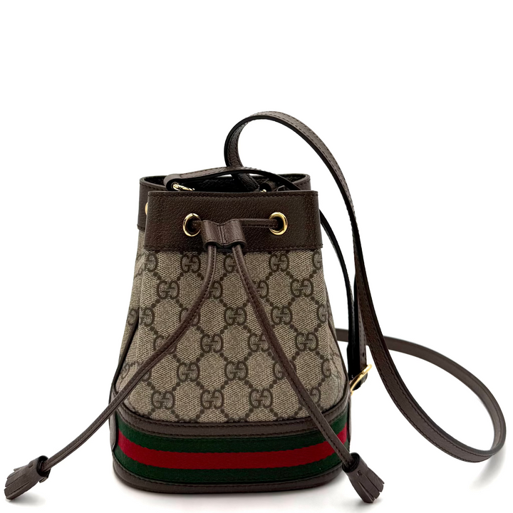 Ophidia Mini GG Supreme Monogram Web Bucket Bag