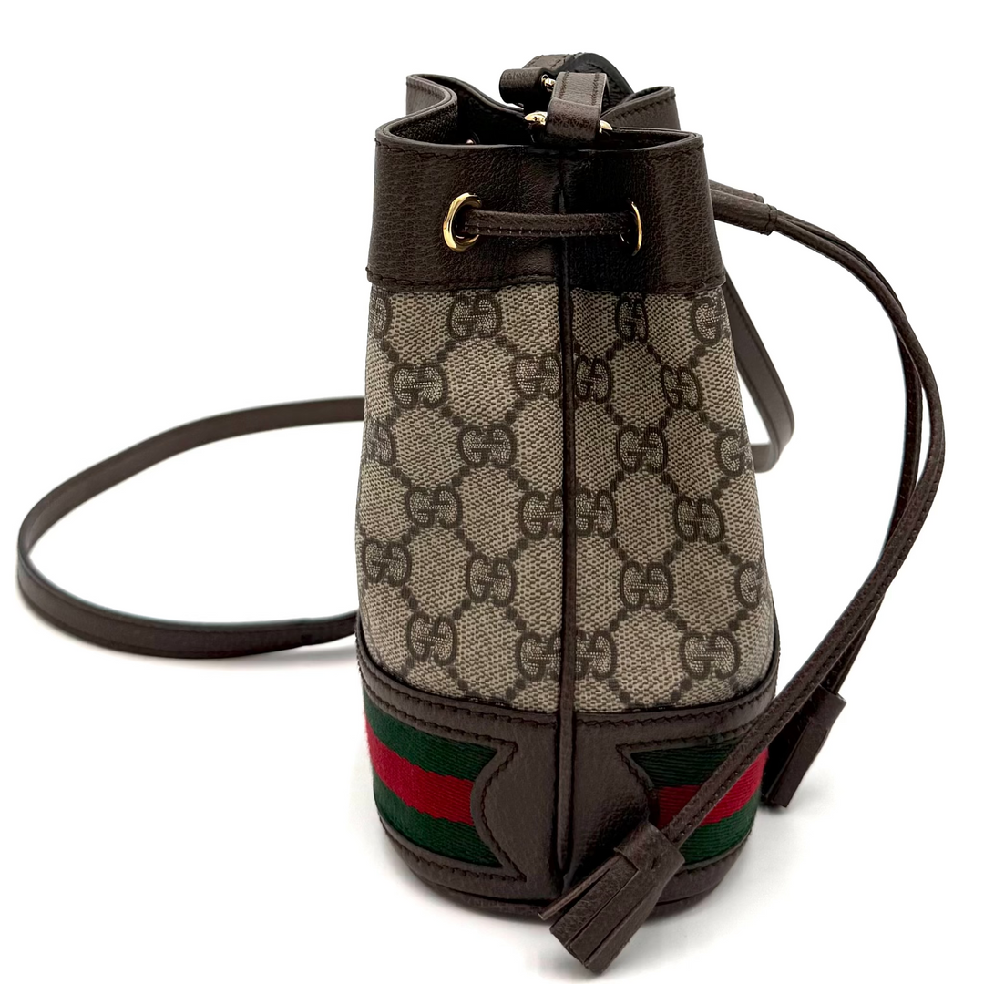 Ophidia Mini GG Supreme Monogram Web Bucket Bag