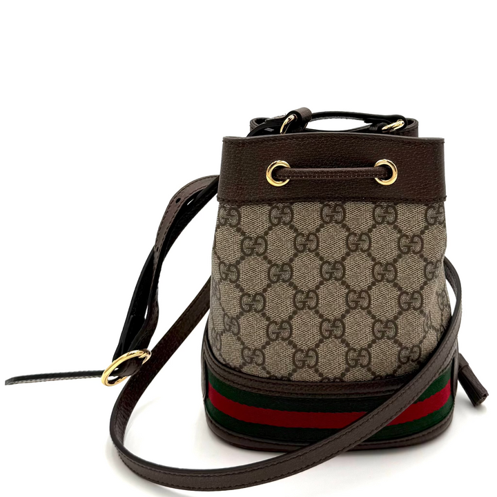 Ophidia Mini GG Supreme Monogram Web Bucket Bag
