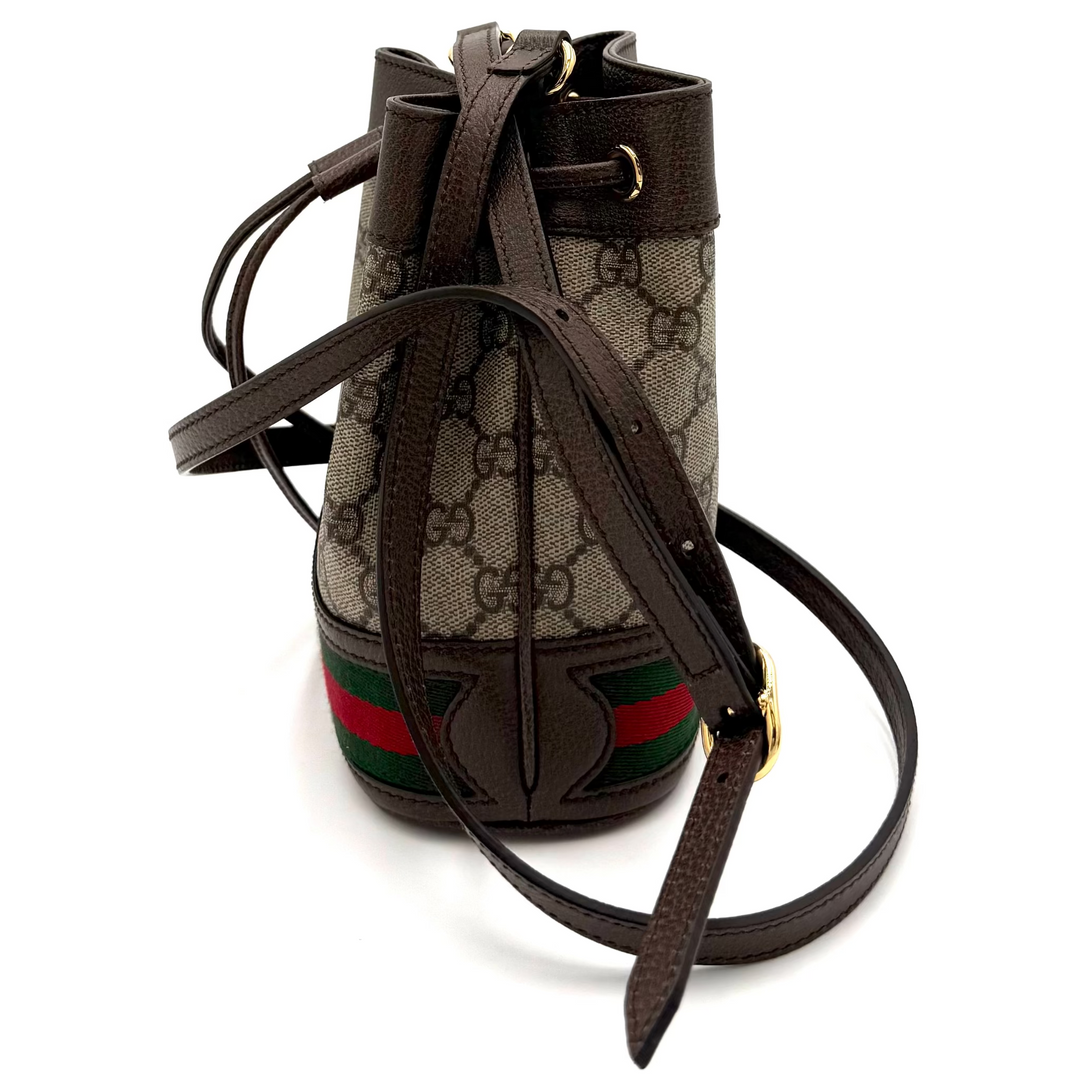 Ophidia Mini GG Supreme Monogram Web Bucket Bag