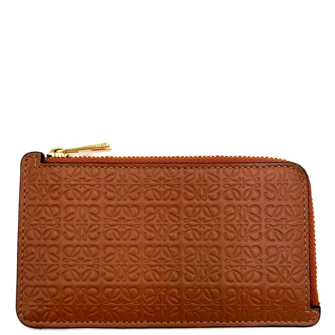 Repeat Calfskin Embossed Coin Card Holder