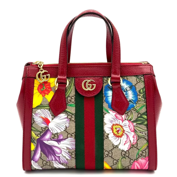 GG Ophidia Supreme Monogram Flora Web Small Tote Bag