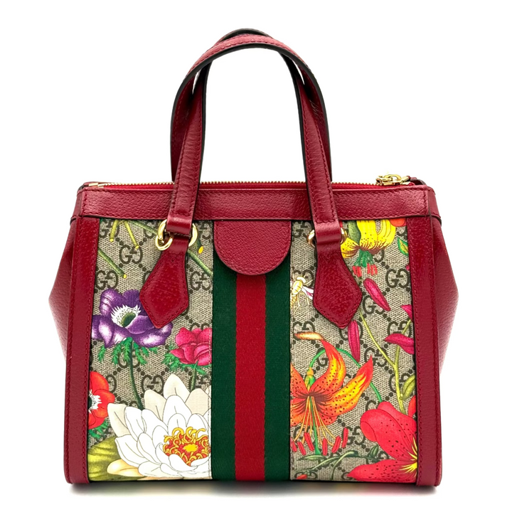 GG Ophidia Supreme Monogram Flora Web Small Tote Bag