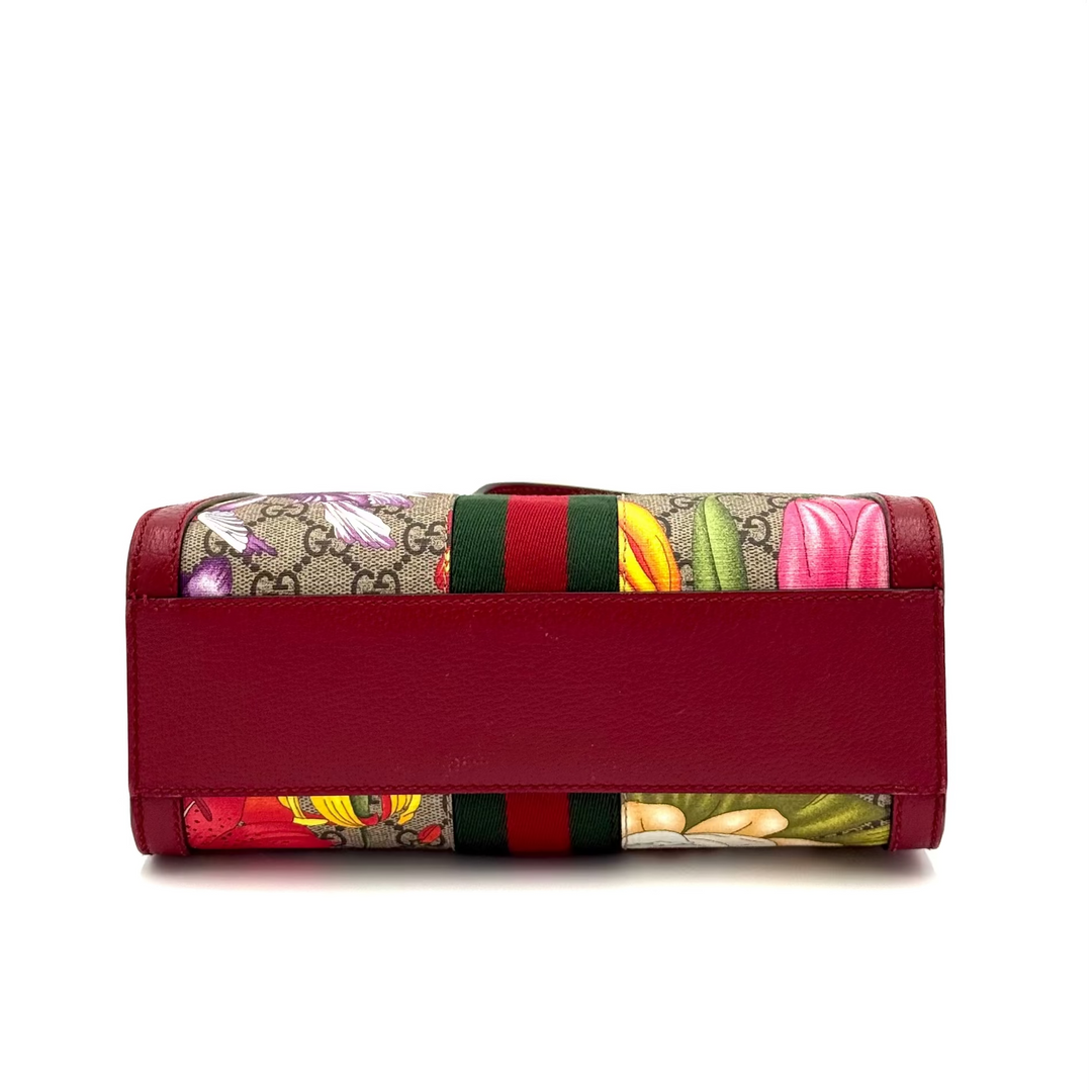 GG Ophidia Supreme Monogram Flora Web Small Tote Bag