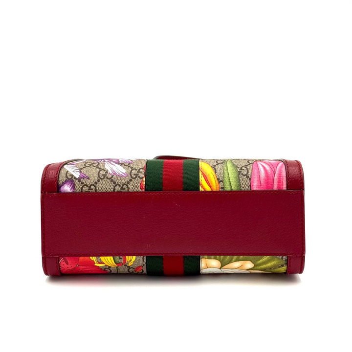 GG Ophidia Supreme Monogram Flora Web Small Tote Bag