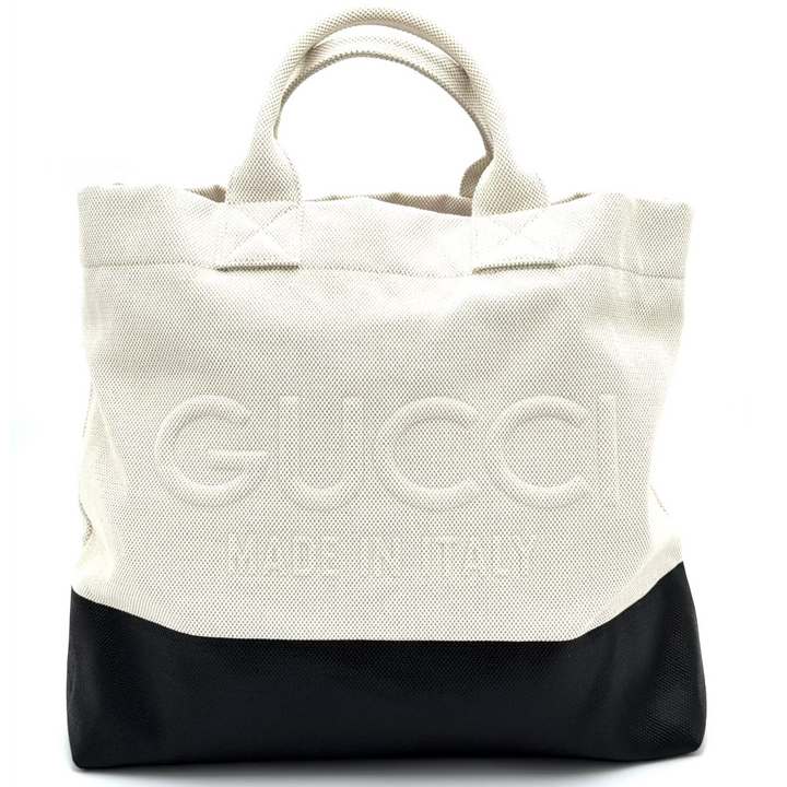 Embossed Detail Canvas Tote Bag
