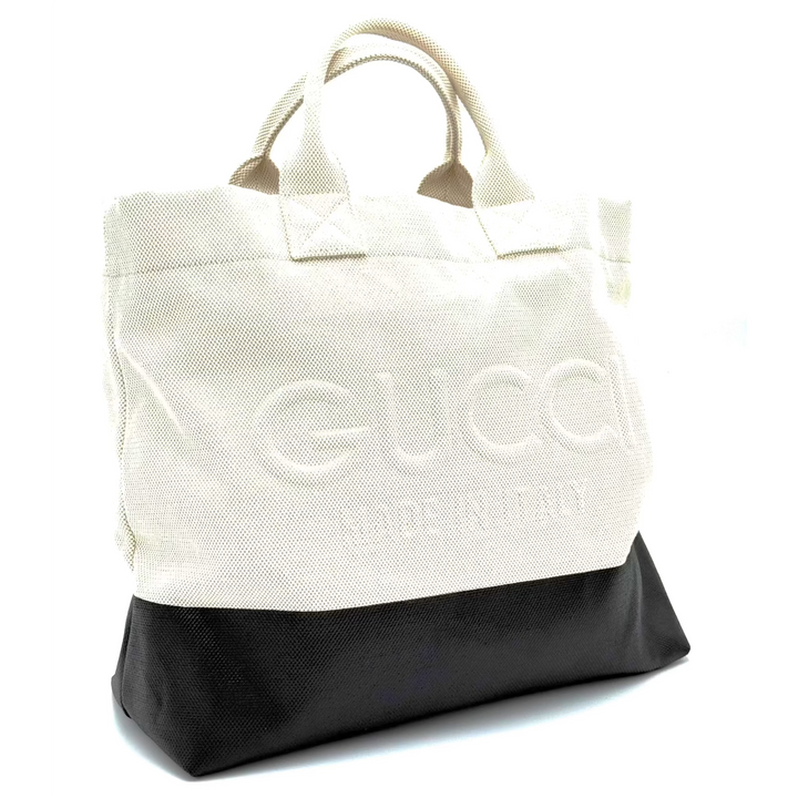 Embossed Detail Canvas Tote Bag