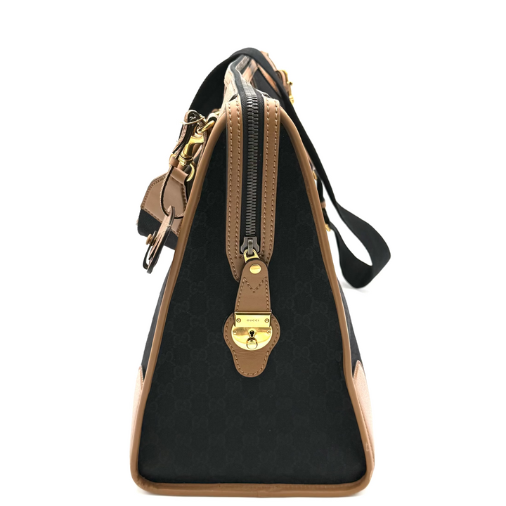 Bauletto Extra Large GG Canvas and Leather Duffle Bag
