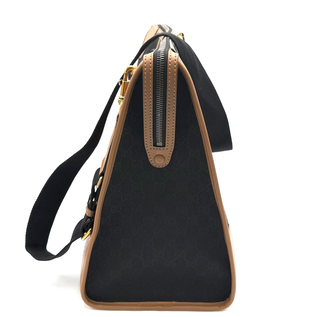 Bauletto Extra Large GG Canvas and Leather Duffle Bag