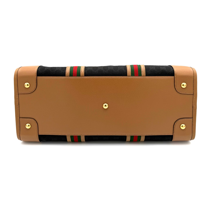 Bauletto Extra Large GG Canvas and Leather Duffle Bag