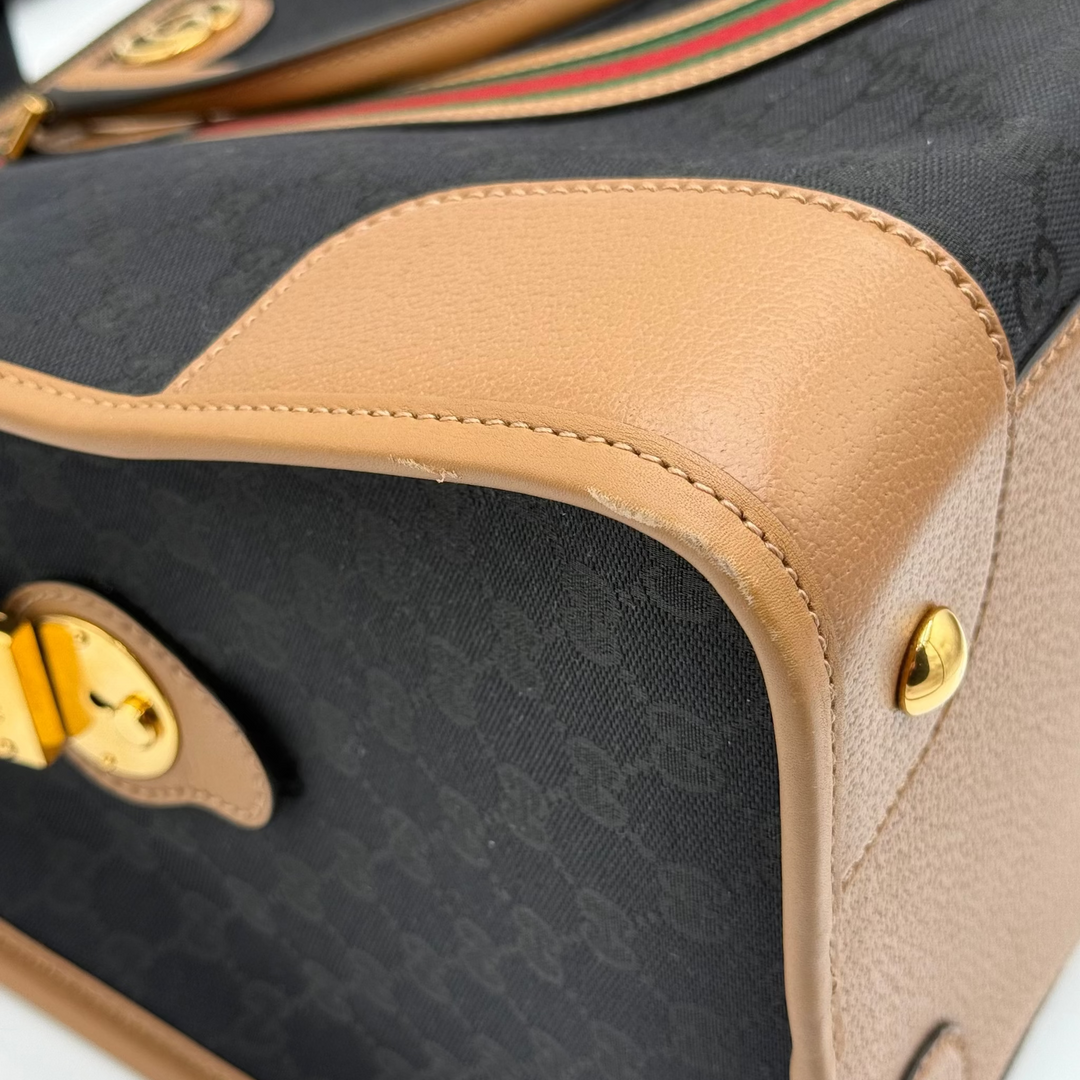 Bauletto Extra Large GG Canvas and Leather Duffle Bag