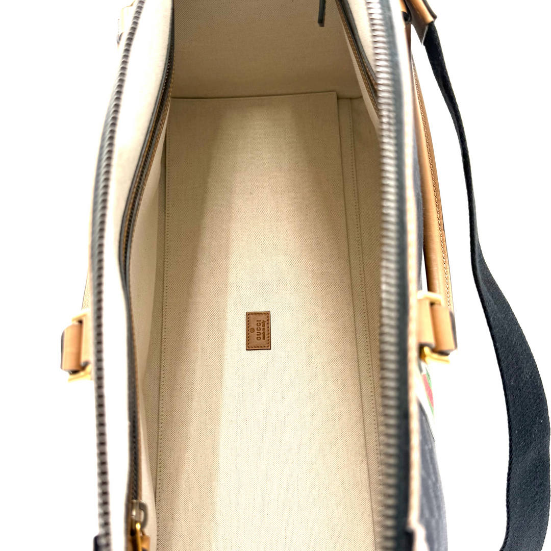 Bauletto Extra Large GG Canvas and Leather Duffle Bag