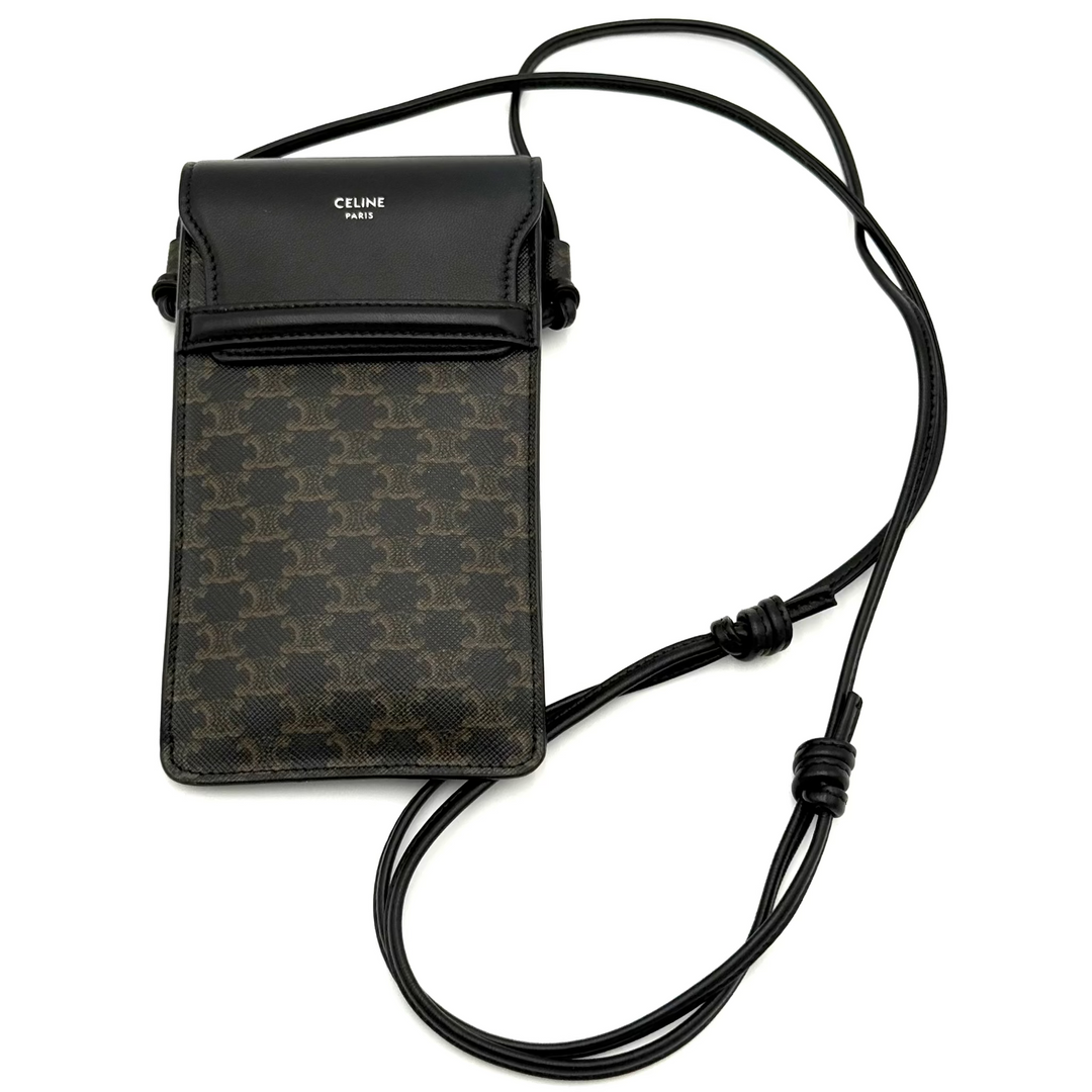 Triomphe Canvas and Calfskin Phone Pouch