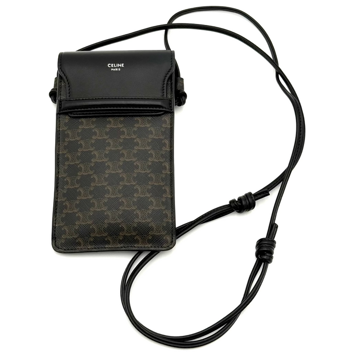 Triomphe Canvas and Calfskin Phone Pouch