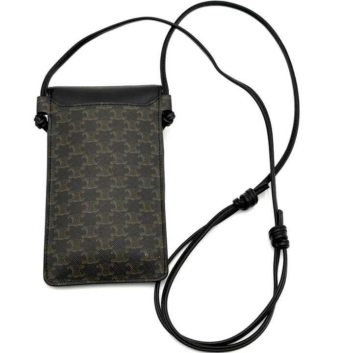 Triomphe Canvas and Calfskin Phone Pouch