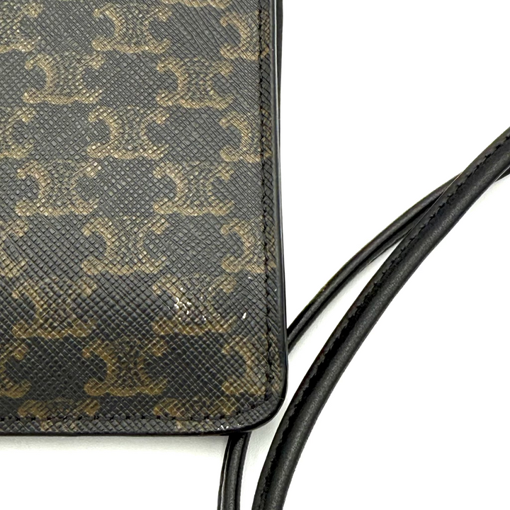 Triomphe Canvas and Calfskin Phone Pouch