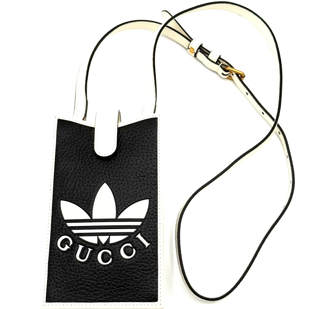 Gucci x Adidas Trefoil Embossed Leather Phone Bag