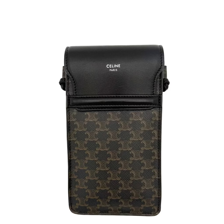 Triomphe Canvas and Calfskin Phone Pouch