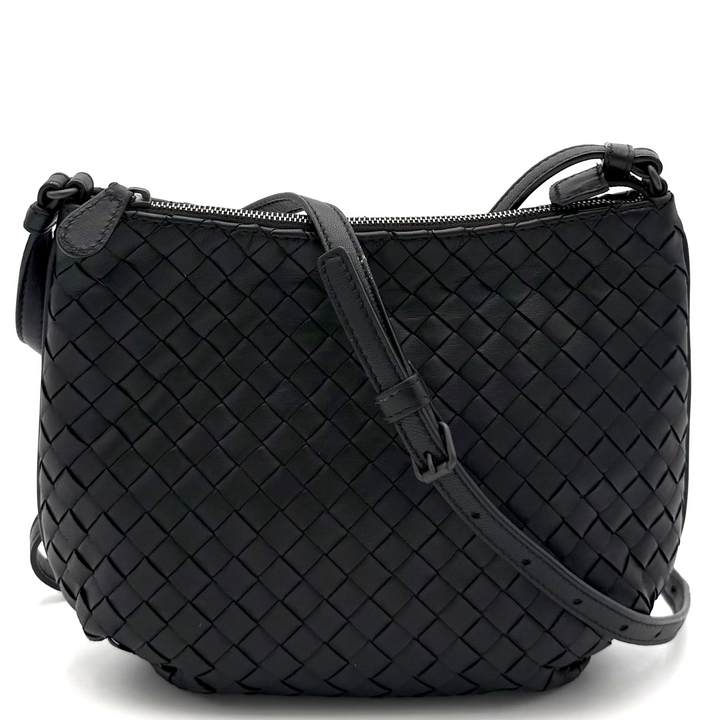 Intrecciato Leather Zipped Shoulder Bag