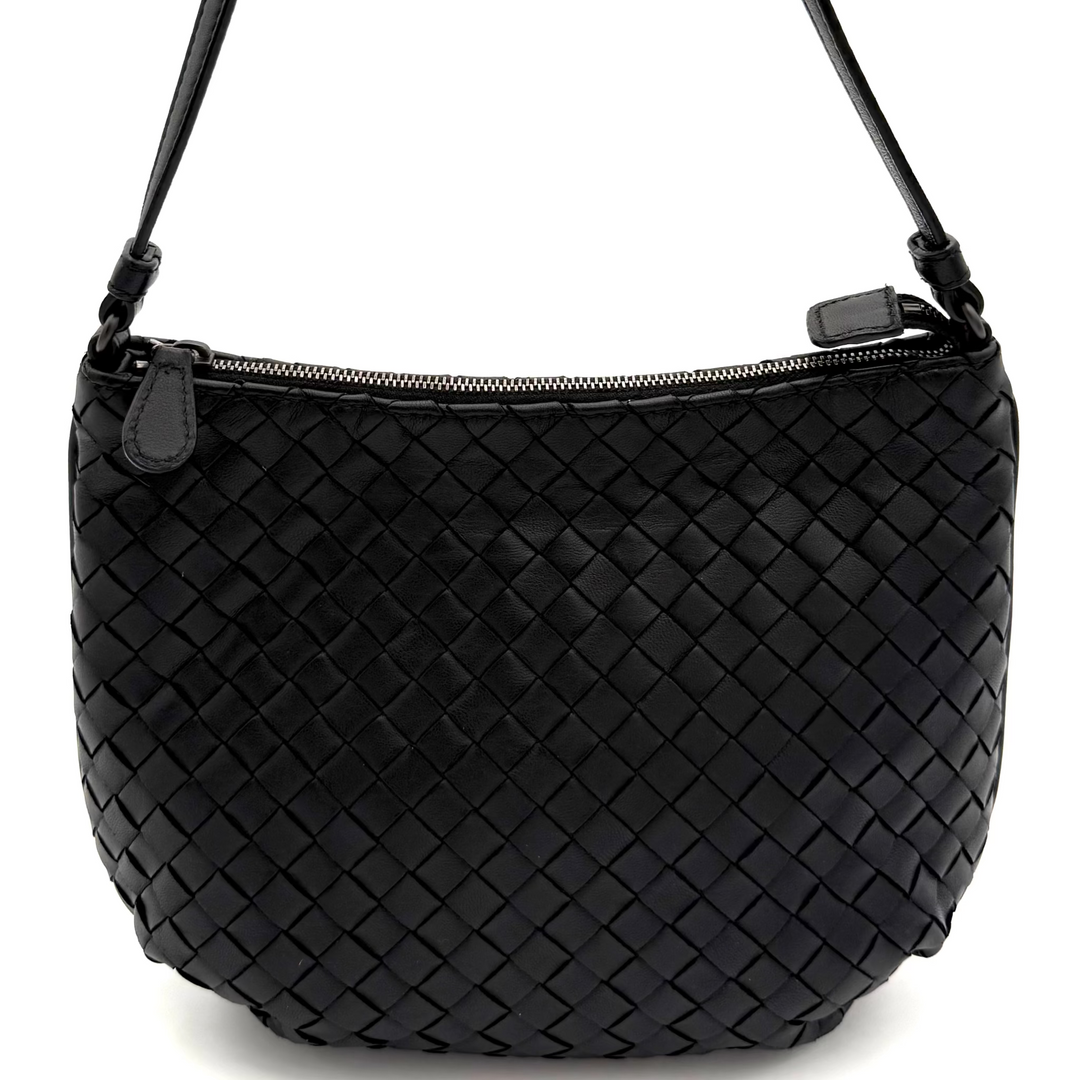 Intrecciato Leather Zipped Shoulder Bag